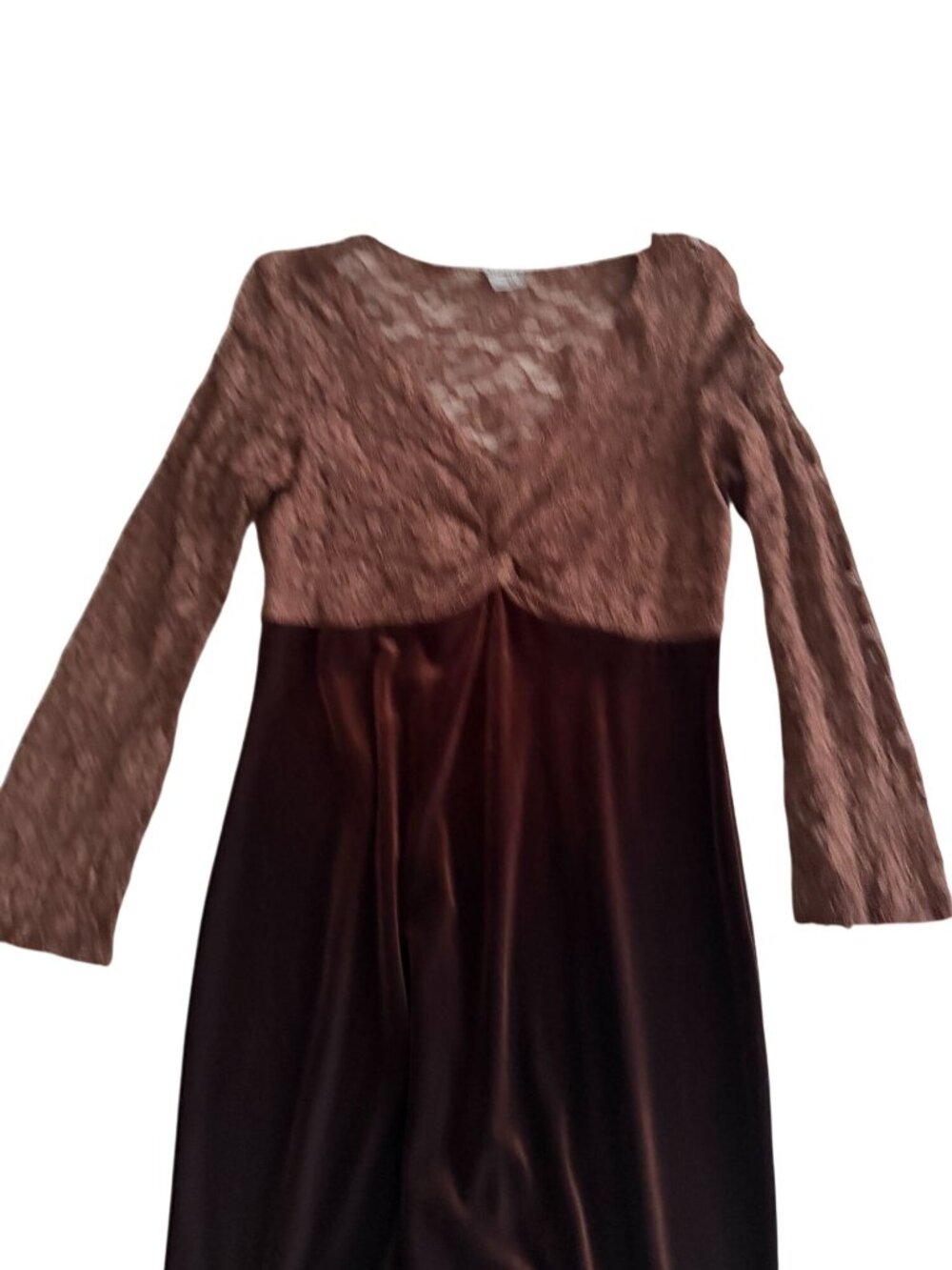 MUSE Brown Velvet Lace Cocktail Dress Size 10 - Picture 5 of 9